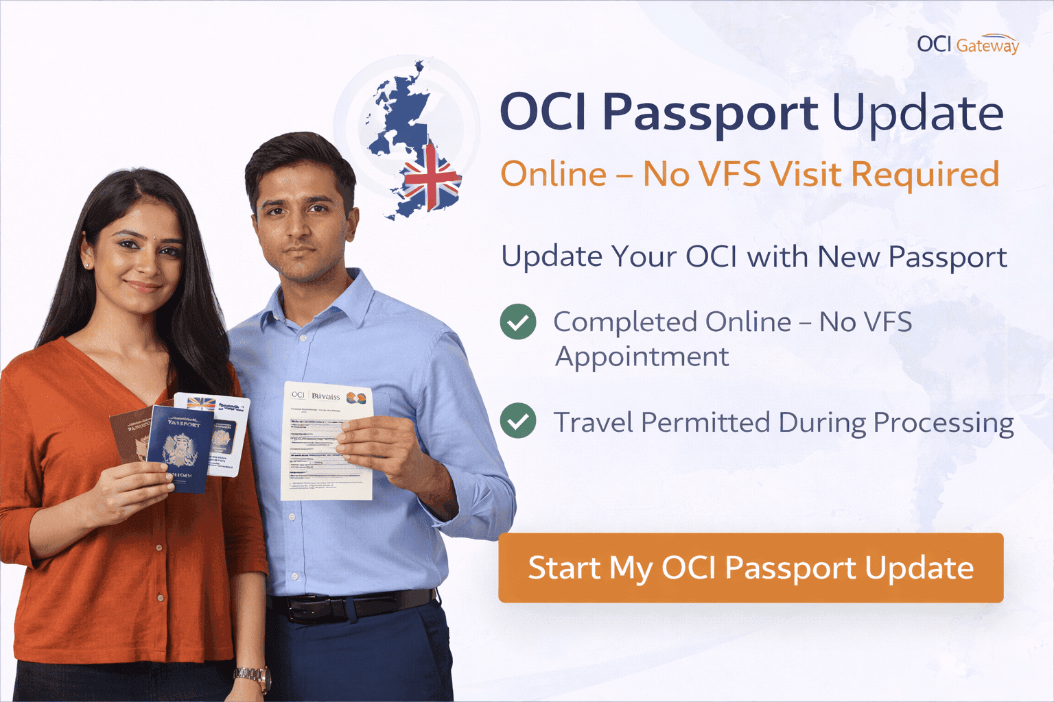 OCI passport update online UK – update OCI with new British passport without VFS appointment